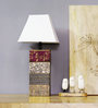 Margot White Cloth Shade Night Lamp With Wood Base