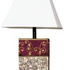 Margot White Cloth Shade Night Lamp With Wood Base