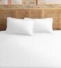 White 210TC Cotton stripe 1 Super King Bedsheet with 2 Pillow Covers