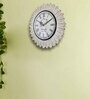 White Colour Engineered Wood Distress Finish Sun Flower Wall Clock