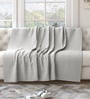 White Cotton Solid 82X55 Inch Waffle Design Throw