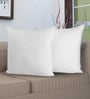 Set of 2 Solid Pattern Cotton White Cushion Covers 16 x 16 inches