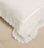 White Cotton 300 TC Double Lace Frills 18x28 inches Pillow Protector Covers Set of 2