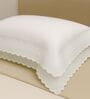 White Cotton 300 TC Double Lace Frills 18x28 inches Pillow Protector Covers Set of 2