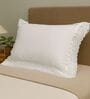 White Cotton 300 TC Double Lace Frills 18x28 inches Pillow Protector Covers Set of 2