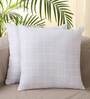 White Geometric Cotton 16 x 16 Inches Cushion Covers (Set of 2)