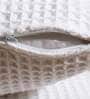 White Textured Geometric Cotton 18 x 18 Inch Cushion Covers (Set of 2)