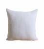 White Textured Geometric Cotton 18 x 18 Inch Cushion Covers (Set of 2)