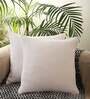 White Textured Geometric Cotton 18 x 18 Inch Cushion Covers (Set of 2)