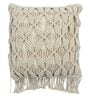 Cream Woven Macrame Handmade Knitted 16 x 16 Inches Cushion Covers (Set of 2)