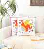 White Cotton Abstract 16x16 inches Cushion Cover Set of 2