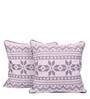 White Cotton Abstract 18X18 Inches Cushion Cover With Filler (Set Of 2)