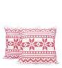 White Cotton Abstract 18X18 Inches Cushion Cover With Filler (Set Of 2)