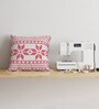 White Cotton Abstract 18X18 Inches Cushion Cover With Filler (Set Of 2)