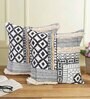 White Cotton Abstract 18x18 inches Cushion Covers (Pack of 2)