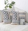 White Cotton Abstract 18x18 inches Cushion Covers (Pack of 2)