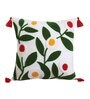 White Cotton Floral Textured 18x18 inches Cushion Covers (Set of 2)
