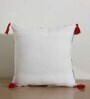 White Cotton Floral Textured 18x18 inches Cushion Covers (Set of 2)