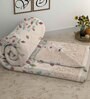 Beige Cotton Floral 400 GSM Double Bed Comforter