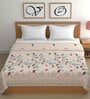 Beige Cotton Floral 400 GSM Double Bed Comforter