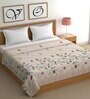Beige Cotton Floral 400 GSM Double Bed Comforter