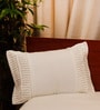 White Woven Fabric 22 x 14 Inches Cushion Cover