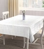 Stripes (90x60) White Cotton Blend Table Cloth