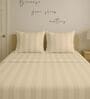Beige Cotton 300TC 2CM Striped Super King Bedsheet with 2 Pillow Covers