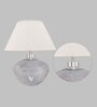 Porco White Cotton Shade Night Lamp With Metal & Glass Base