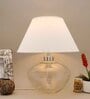 Porco White Cotton Shade Night Lamp With Metal & Glass Base