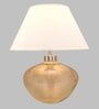 Porco White Cotton Shade Night Lamp With Metal & Glass Base