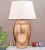 White Cotton Fabric Shade Barossa Tich Pattern Huge Size Copper Table Lamp With Copper Base