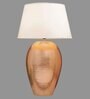 White Cotton Fabric Shade Barossa Tich Pattern Huge Size Copper Table Lamp With Copper Base