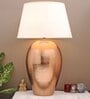White Cotton Fabric Shade Barossa Tich Pattern Huge Size Copper Table Lamp With Copper Base