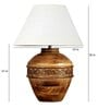 White Cotton Fabric Shade Cromwell Large Natural Carved Wood Table Lamp With Brown Base