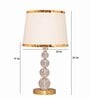 White Cotton Fabric Shade Divine Growth Glass Globe Premium Table Lamp With Brass Base