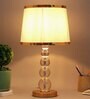 White Cotton Fabric Shade Divine Growth Glass Globe Premium Table Lamp With Brass Base
