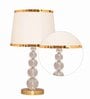 White Cotton Fabric Shade Divine Growth Glass Globe Premium Table Lamp With Brass Base