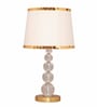 White Cotton Fabric Shade Divine Growth Glass Globe Premium Table Lamp With Brass Base