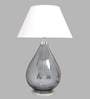 Trieste White Cotton Shade Night Lamp With Metal & Glass Base