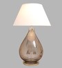Trieste White Cotton Shade Night Lamp With Metal & Glass Base