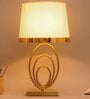 Dijon White Cotton Shade Table Lamp With Metal Base