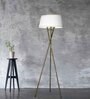 Minimilistic White Cotton Shade Tripod Floor Lamp With Metal Base