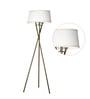 Minimilistic White Cotton Shade Tripod Floor Lamp With Metal Base