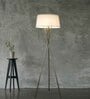 Minimilistic White Cotton Shade Tripod Floor Lamp With Metal Base