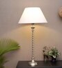 Roman White Cotton Shade Night Lamp With Mild Steal Base