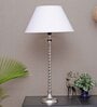 Roman White Cotton Shade Night Lamp With Mild Steal Base