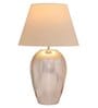 White Cotton Fabric Shade Rickford Tich Pattern Huge Size Table Lamp With Nickel Base