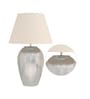 White Cotton Fabric Shade Rickford Tich Pattern Huge Size Table Lamp With Nickel Base