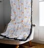 White Cotton Floral 7Ft Light Filtering Eyelet (Set Of 2) Door Curtains